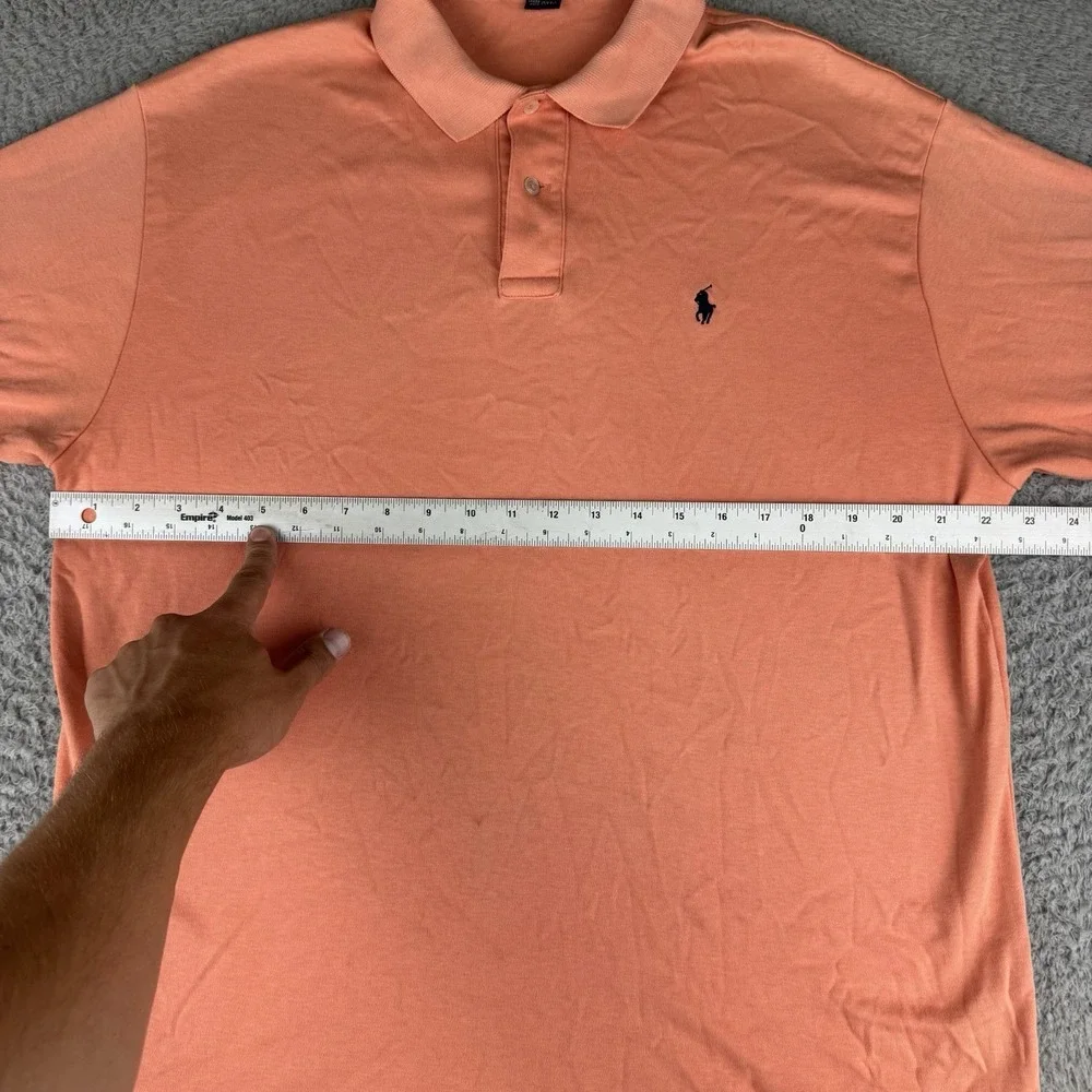 Polo Ralph Lauren Mens Cotton Pique Polo Shirt Size Large Peach Made In USA
